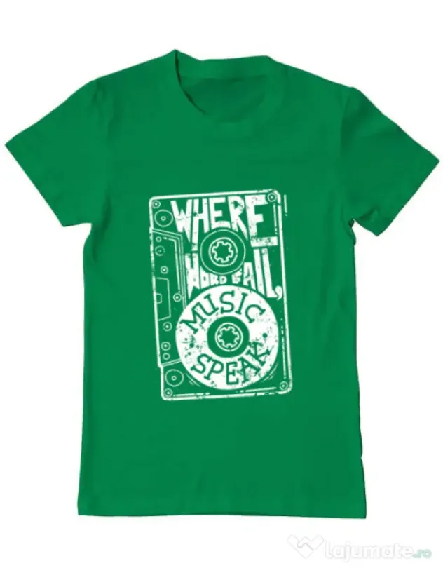 Tricou ADLER barbat Where words fail, music speaks Verde mediu