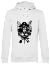 Hoodie barbat cu gluga Piratecat Alb 