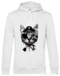Hoodie barbat cu gluga Piratecat Alb