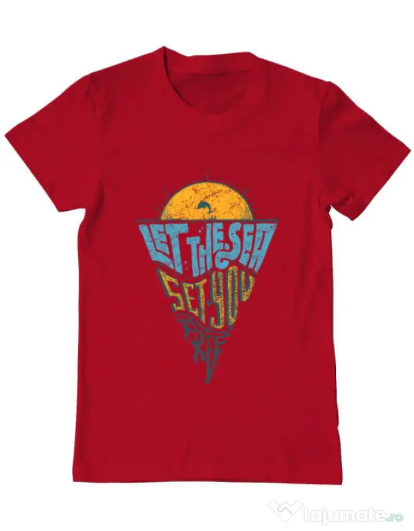 Tricou ADLER barbat Let the sea, Set you free Rosu