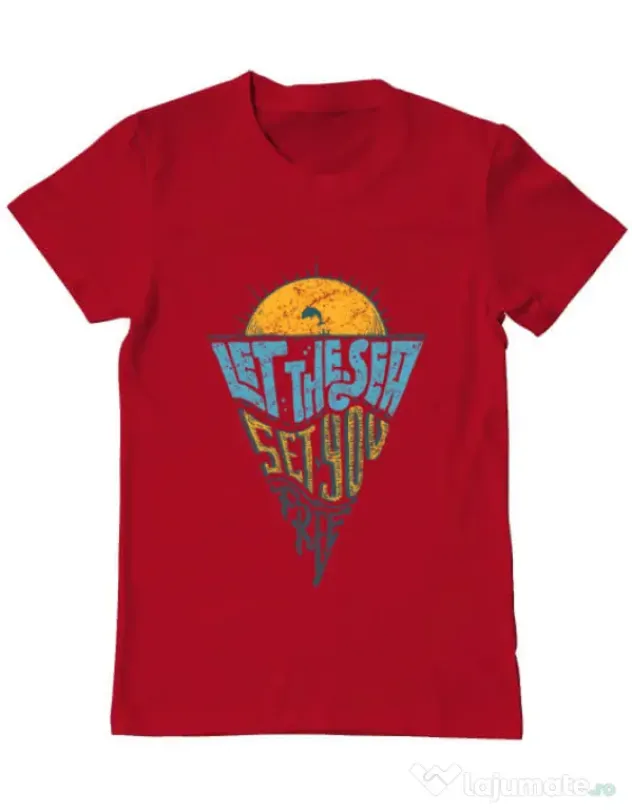 Tricou ADLER barbat Let the sea, Set you free Rosu