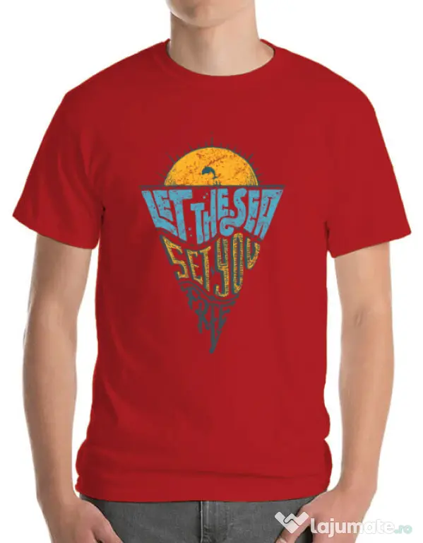 Tricou ADLER barbat Let the sea, Set you free Rosu