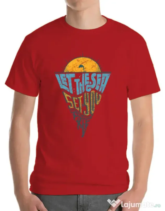 Tricou ADLER barbat Let the sea, Set you free Rosu