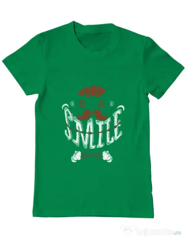 Tricou ADLER barbat Keep smile everyday Verde mediu