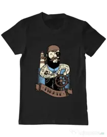 Tricou ADLER barbat Adventure of the Sea Negru