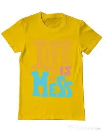 Tricou ADLER barbat Life Is A Mess Galben