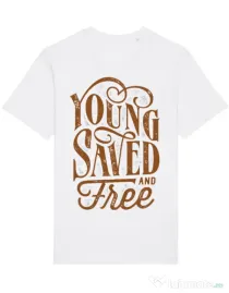Tricou STANLEY STELLA barbat Young Saved And Free Alb