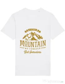 Tricou STANLEY STELLA barbat Its not the mountain we conquer Alb