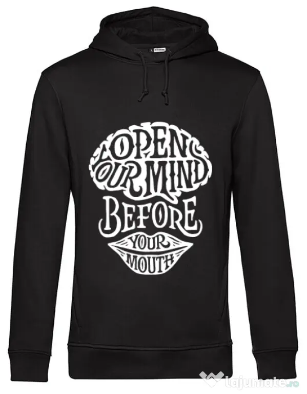 Hoodie barbat cu gluga Open your mind Negru