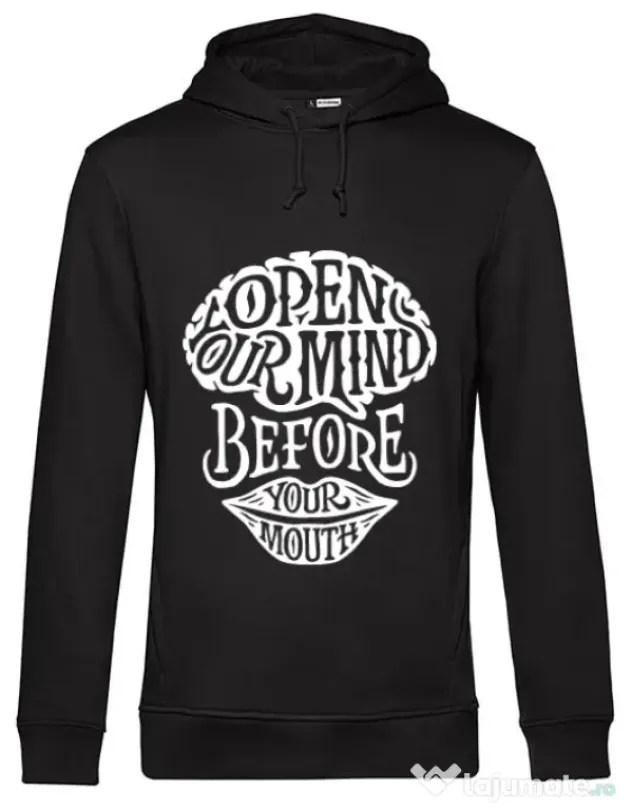 Hoodie barbat cu gluga Open your mind Negru