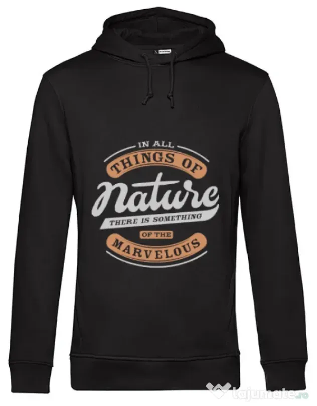 Hoodie barbat cu gluga Nature Negru