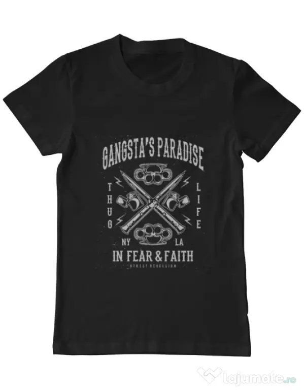 Tricou ADLER barbat Gangstas Paradise Negru