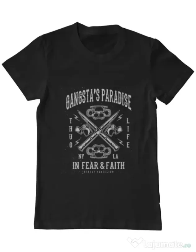 Tricou ADLER barbat Gangstas Paradise Negru