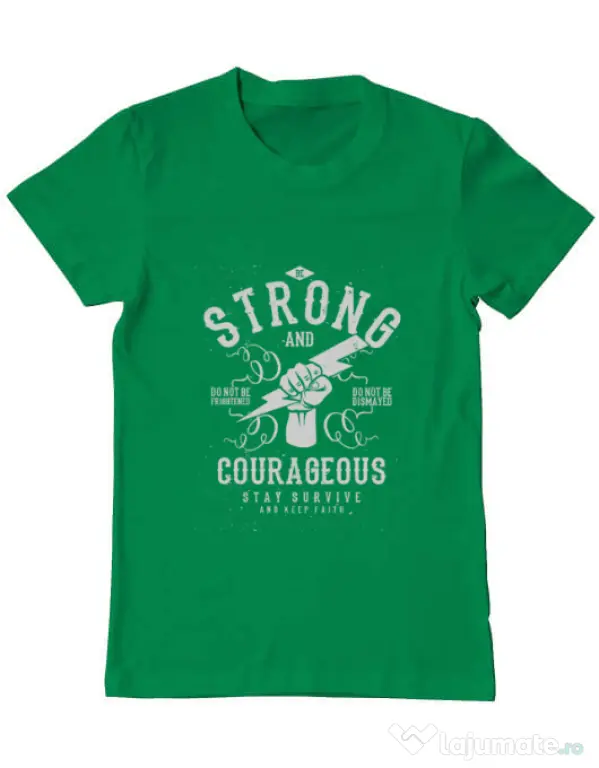 Tricou ADLER barbat Be Strong and Courageous Verde mediu