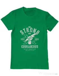 Tricou ADLER barbat Be Strong and Courageous Verde mediu