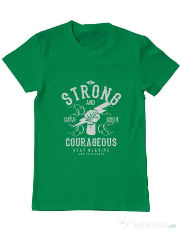 Tricou ADLER barbat Be Strong and Courageous Verde mediu