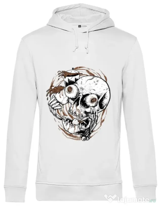 Hoodie barbat cu gluga Coffee Addict Alb