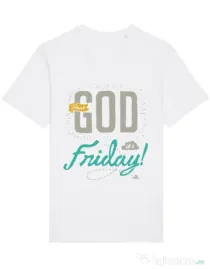 Tricou STANLEY STELLA barbat Thank GOD its Friday Alb