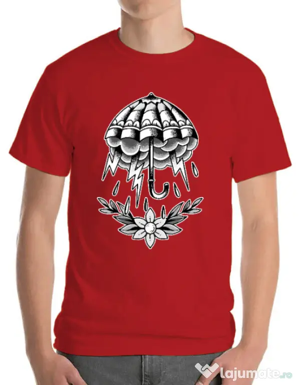 Tricou ADLER barbat Umbrella Tattoo Rosu