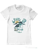 Tricou ADLER barbat Wake up and drink a coffee Alb