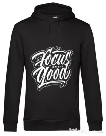 Hoodie barbat cu gluga Focus On The Good Negru