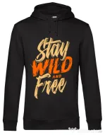 Hoodie barbat cu gluga Stay Wild and Free Negru