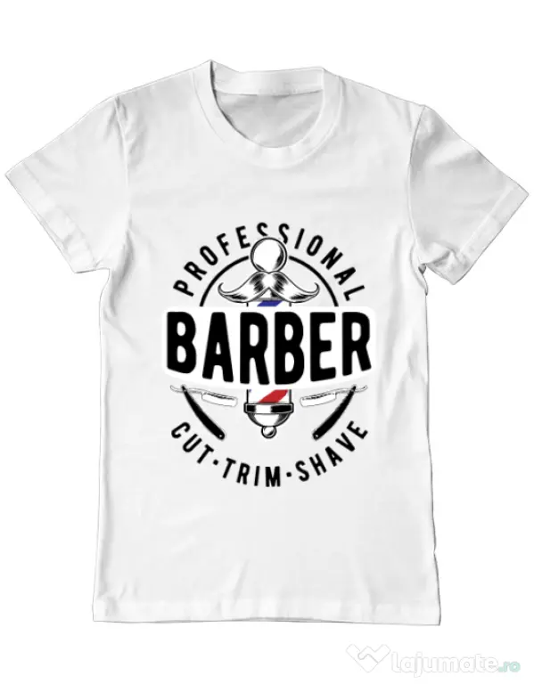 Tricou ADLER barbat Professional barber Alb