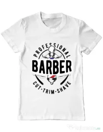 Tricou ADLER barbat Professional barber Alb