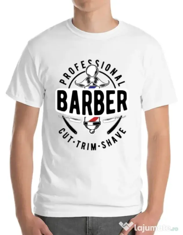 Tricou ADLER barbat Professional barber Alb