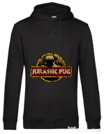 Hoodie barbat cu gluga Jurassic Pug Negru