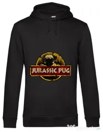 Hoodie barbat cu gluga Jurassic Pug Negru