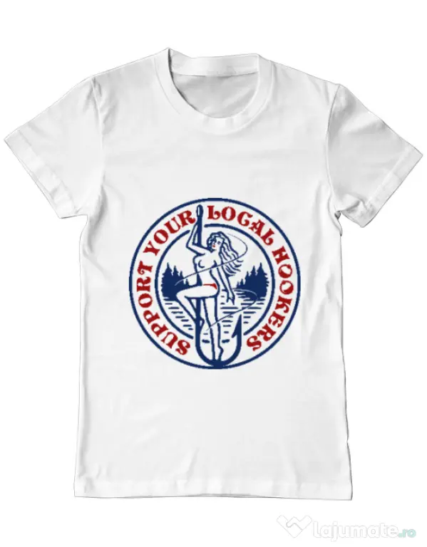 Tricou ADLER barbat SUPPORT YOUR LOCAL HOOKERS Alb
