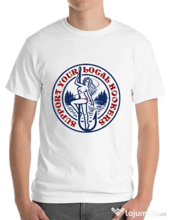 Tricou ADLER barbat SUPPORT YOUR LOCAL HOOKERS Alb