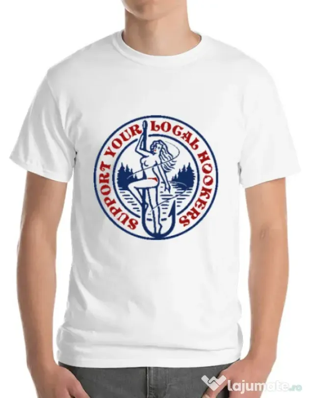 Tricou ADLER barbat SUPPORT YOUR LOCAL HOOKERS Alb
