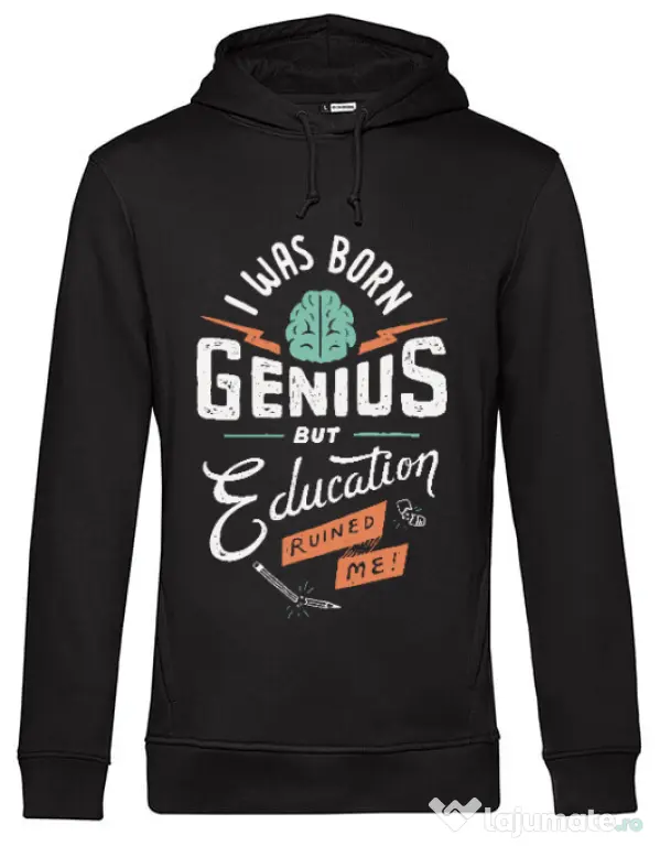 Hoodie barbat cu gluga Born Genius Negru