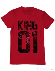 Tricou ADLER barbat Flower king Rosu