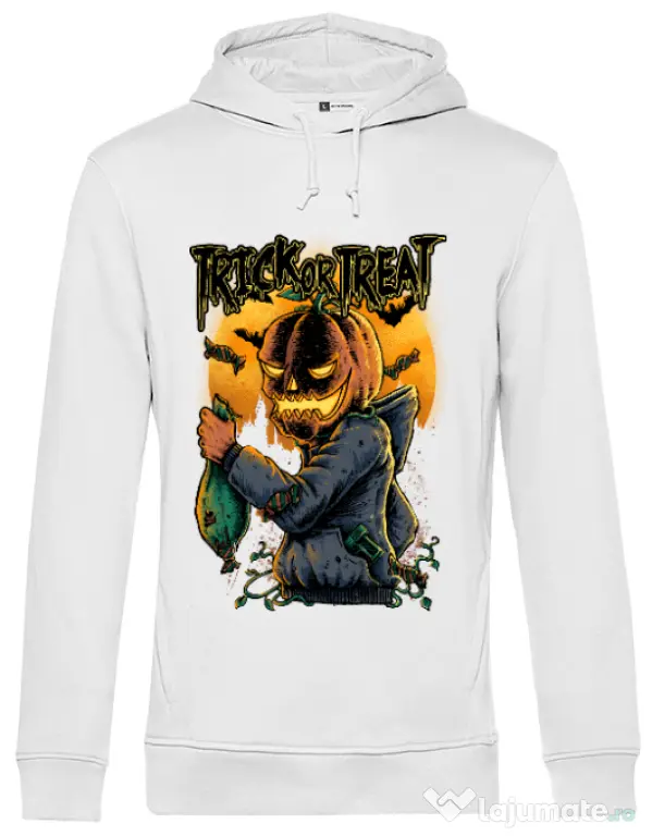 Hoodie barbat cu gluga Candy hunter Alb