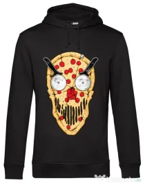 Hoodie barbat cu gluga Pizza skull Negru