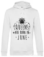 Hoodie barbat cu gluga Queens are born in June Alb