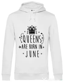 Hoodie barbat cu gluga Queens are born in June Alb
