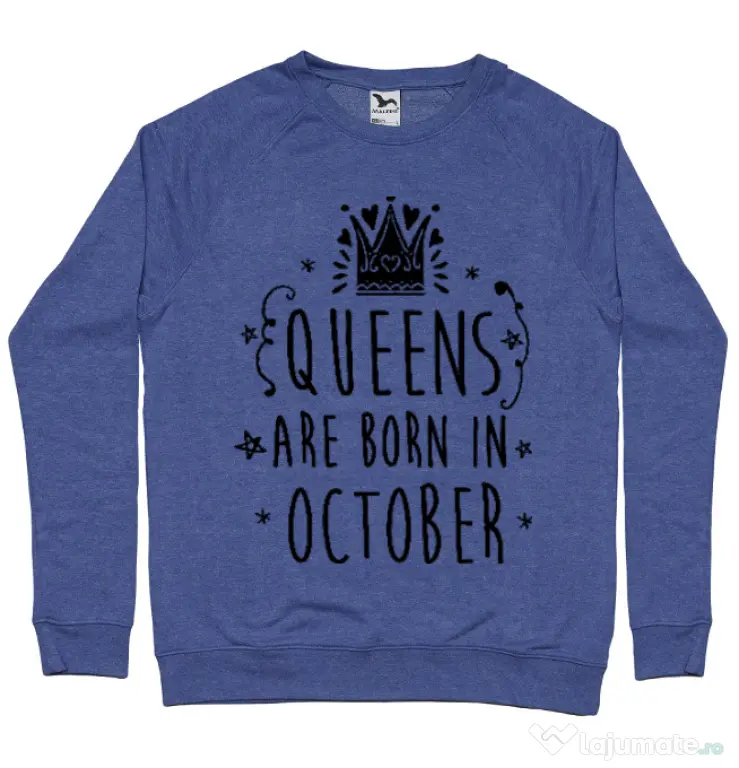 Bluza ADLER barbat Queens are born in October Albastru melanj