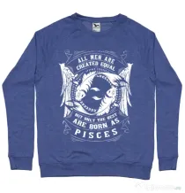 Bluza ADLER barbat The best men are born as Pisces Albastru melanj