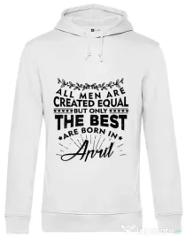 Hoodie barbat cu gluga The best men are born in April Alb