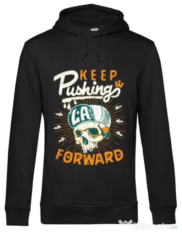 Hoodie barbat cu gluga Keep pushing Negru
