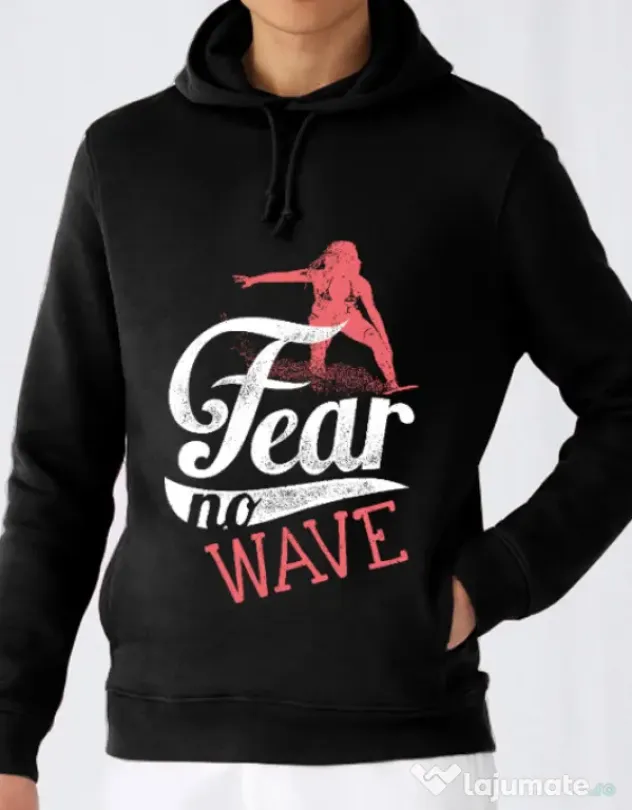 Hoodie barbat cu gluga Fear no wave Negru