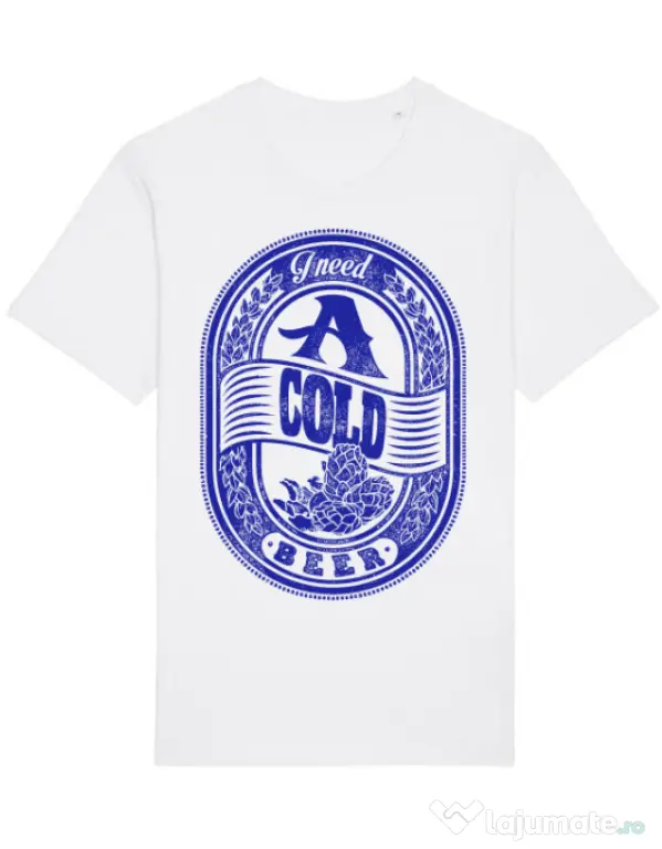 Tricou STANLEY STELLA barbat I need beer Alb