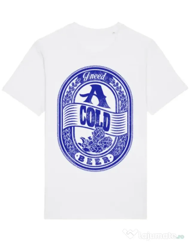 Tricou STANLEY STELLA barbat I need beer Alb