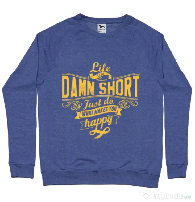 Bluza ADLER barbat Life is so damn short Albastru melanj