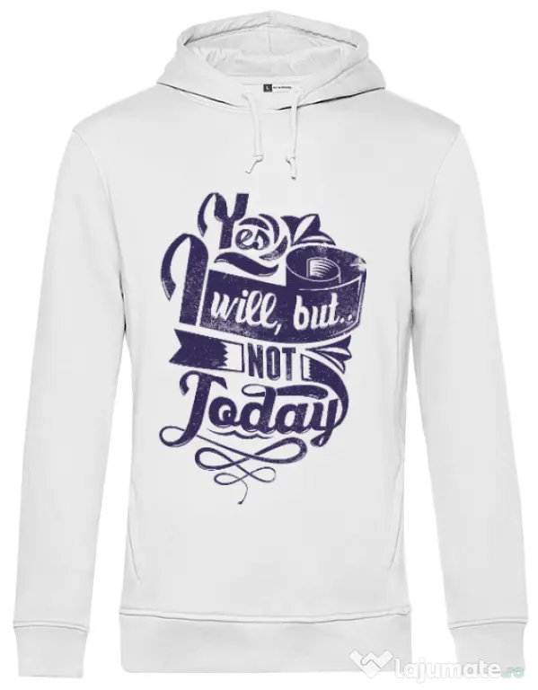 Hoodie barbat cu gluga Not today Alb