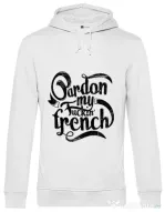 Hoodie barbat cu gluga Pardon my fucking french Alb